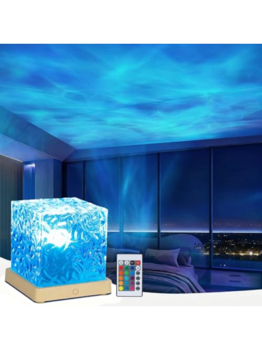 Ocean Wave Projector Night Light 16-Color Dimmable Remote Touch